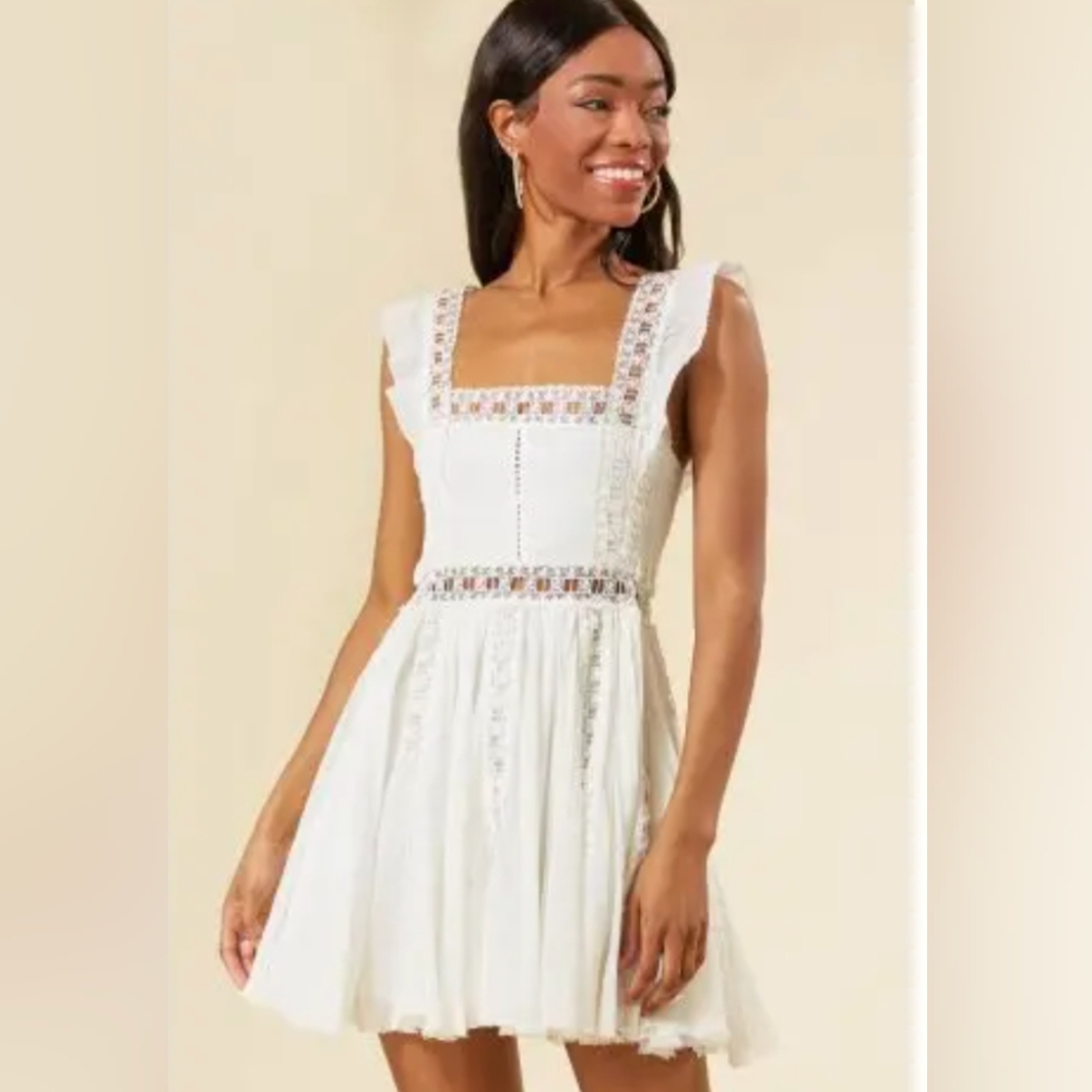 Free People Verona Lace Dress White Cotton